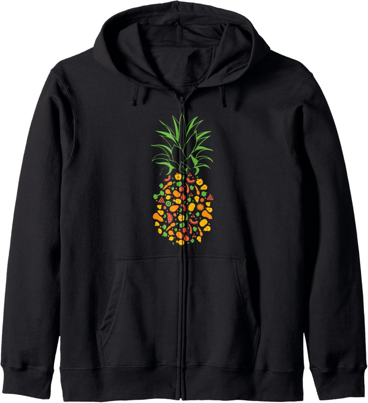Veganes Design einer Ananas aus Obst und Gemüse Kapuzenjacke