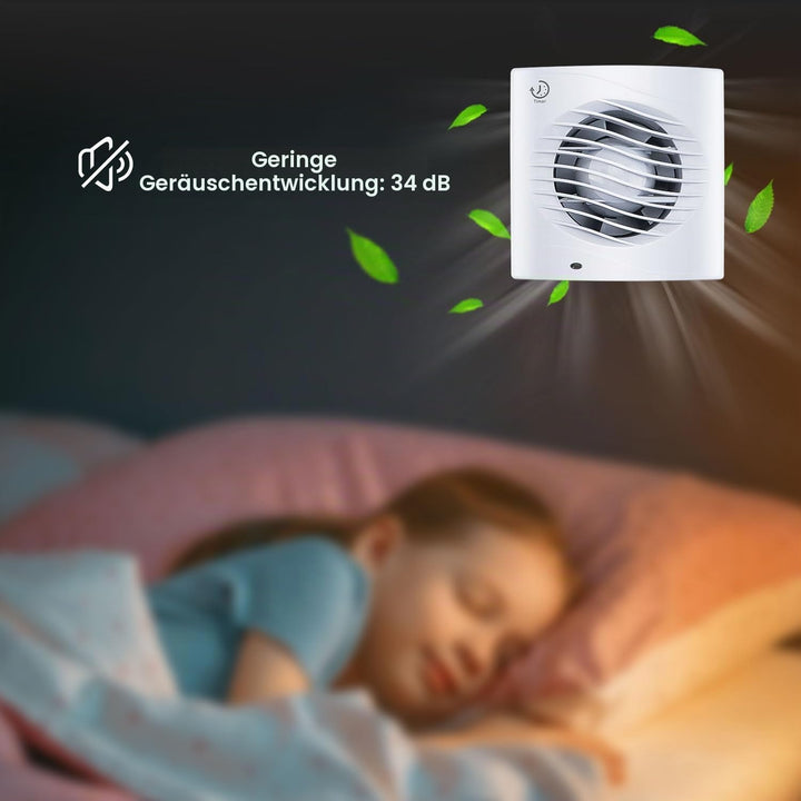 Anesty Badlüfter 100mm mit Nachlauf Timer, 12W 130m³/h Abluftventilator Leiser Badezimmer Lüfter mit