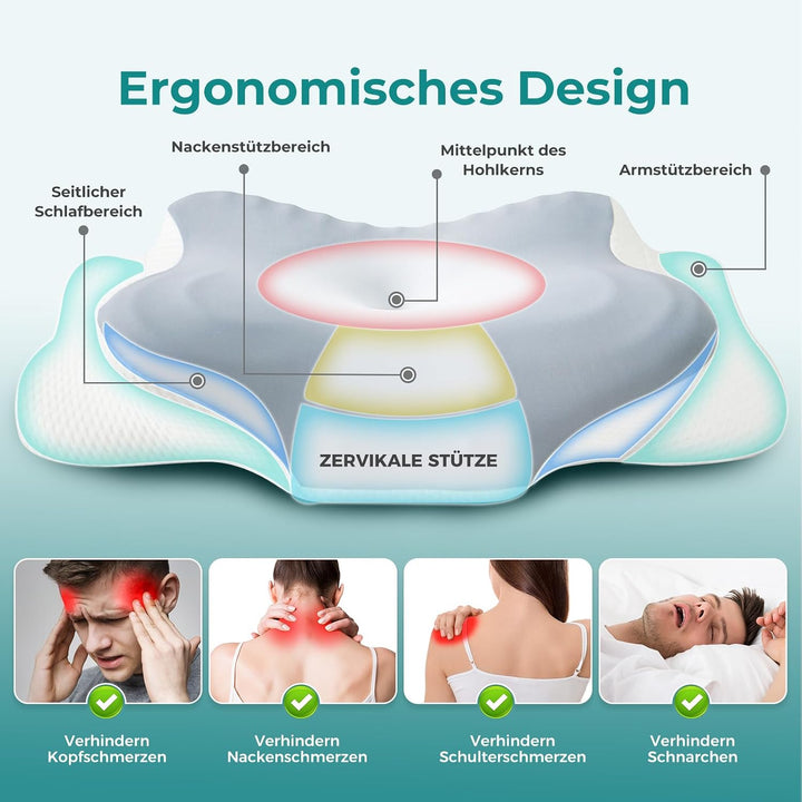 Original Nackenkissen Kopfkissen, Ergonomisches Memory Foam Kissen - Orthopädisches Nackenstützkisse
