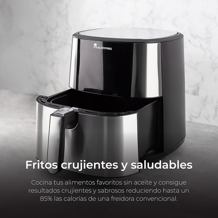 MasterPro Foodies | Ölfreie Fritteuse 6L 1800W mit Ölsprüher | LED-Touchscreen und Antihaft-Korb | L