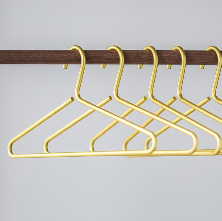 Premium Matte Gold Aluminium Kleiderbügel - 6er Pack, 41,5 cm Extra Glatt & Dual Metall Hemd Bügel,