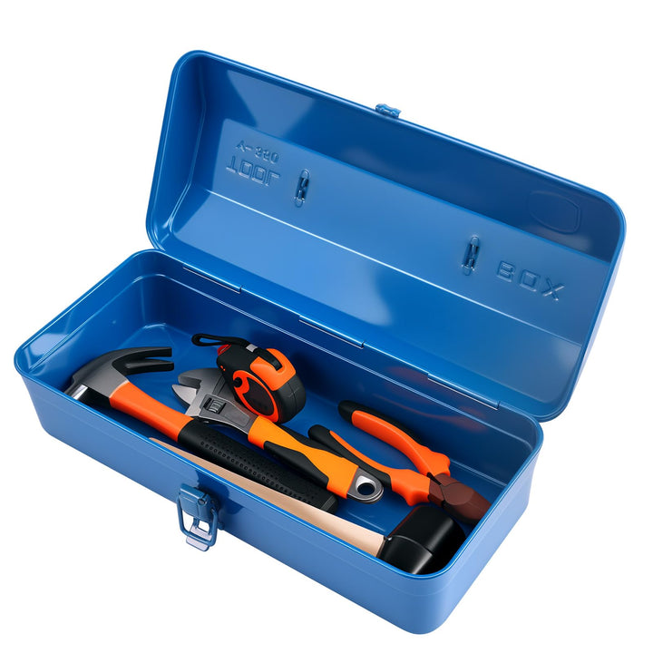 Werkzeugkoffer leer Gross Werkzeugbox 37×16×12cm Robust Langlebig Metall Werkzeugkasten mit Tragegri