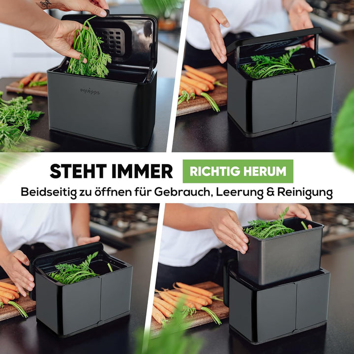 equipps Bio Mülleimer 3L | Komposteimer Küche für Bio Müll & Co | Mülleimer mit Geruchsfilter | Komp