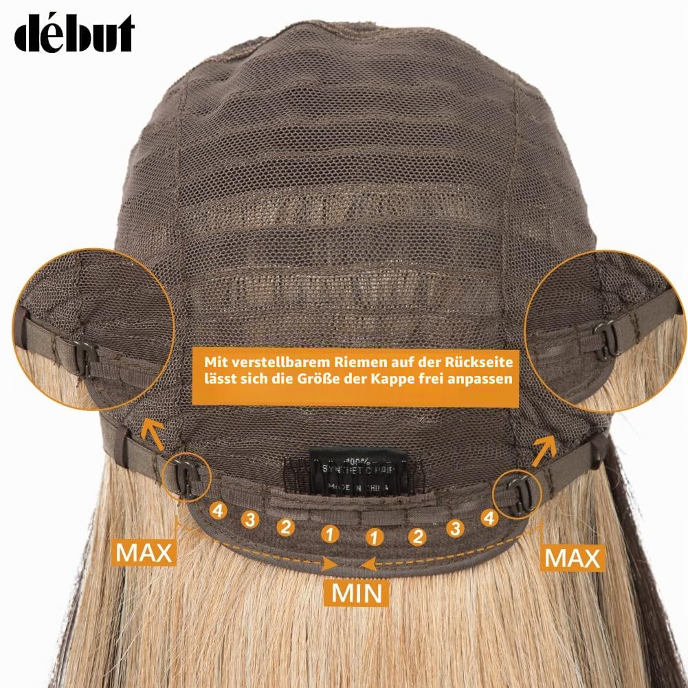 DÉBUT Lace Front Perücke Super lange Glatte Perücke für Damen 95 cm 260g Kunsthaar Hitzebeständige F
