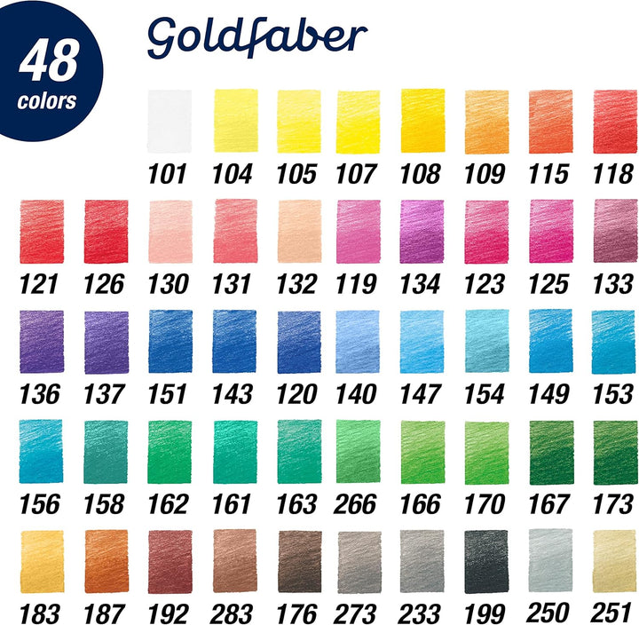 Faber-Castell 114748 - Farbstifte mit permanenter Ölkreidemine Goldfaber, 48er Set 48er Etui Single,