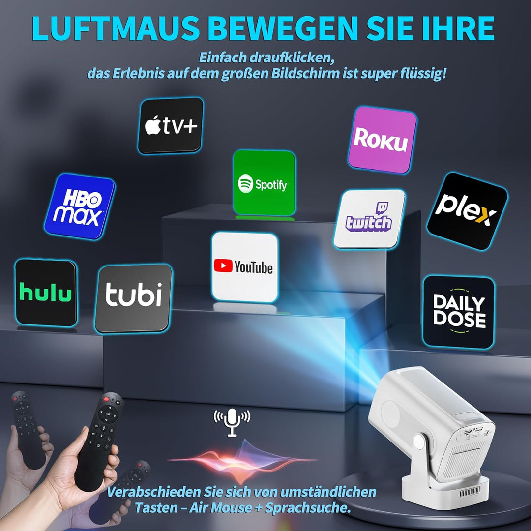 Mini Beamer 4K 1080P [2026 Neuer & Automatische Focus] Projektor Tragbarer mit WiFi 6 und Bluetooth