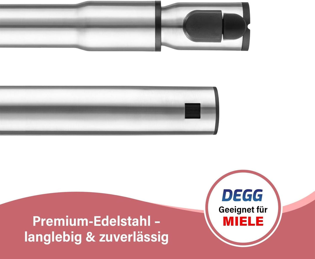 DEGG Teleskoprohr - Kompatibel mit Miele Staubsauger 35mm mit Klicksystem Teleskopstange Teleskopsta