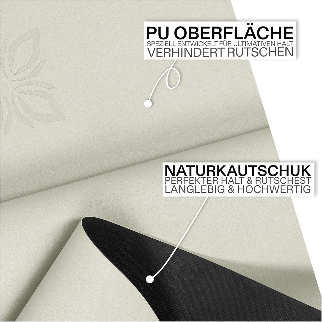 SoGRIP™ Yogamatte rutschfest – PU Yoga Matte mit starkem Grip & Naturkautschuk – Gymnastikmatte, Pil