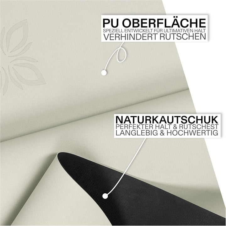 SoGRIP™ Yogamatte rutschfest – PU Yoga Matte mit starkem Grip & Naturkautschuk – Gymnastikmatte, Pil