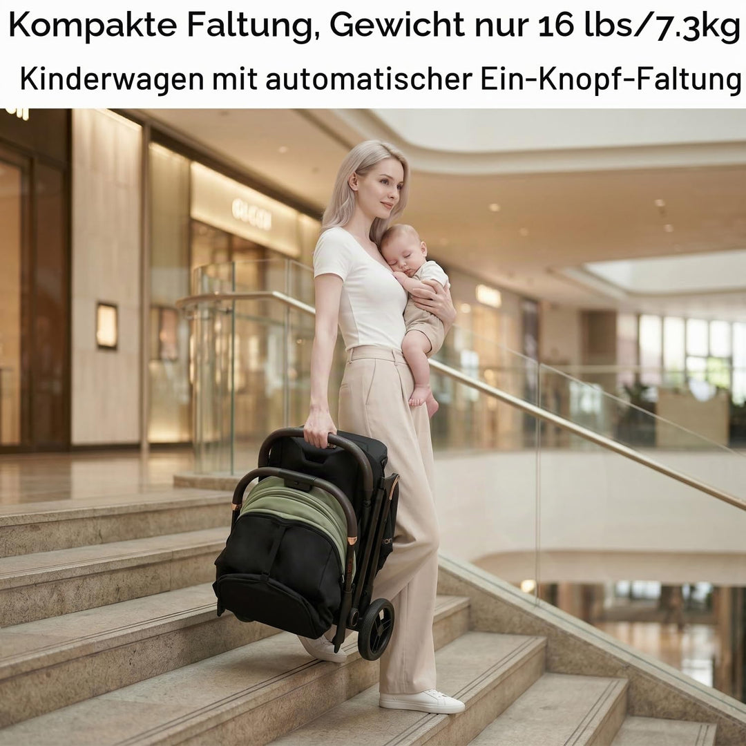 Gromast Gravity faltbarer Baby-Kinderwagen, Tragbarer Reise-Kleinkindbuggy Mit Verstellbarer Rückenl