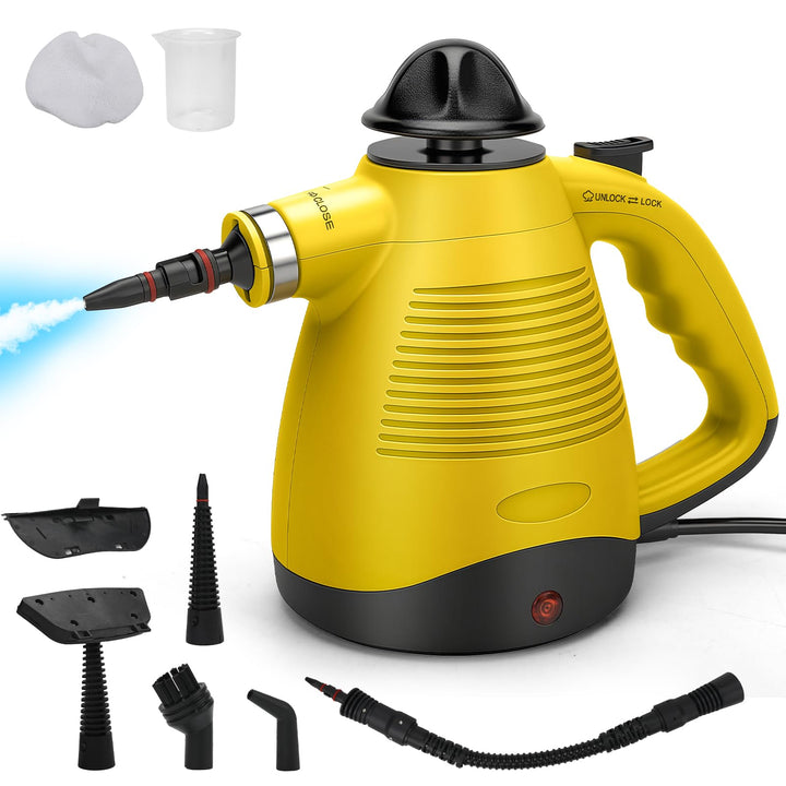 Dampfreiniger, Dampfreiniger Handgerät 1050W für zuhause, 450ml Wassertank, 3,5 Bar Dampfdruck, 8 Zu