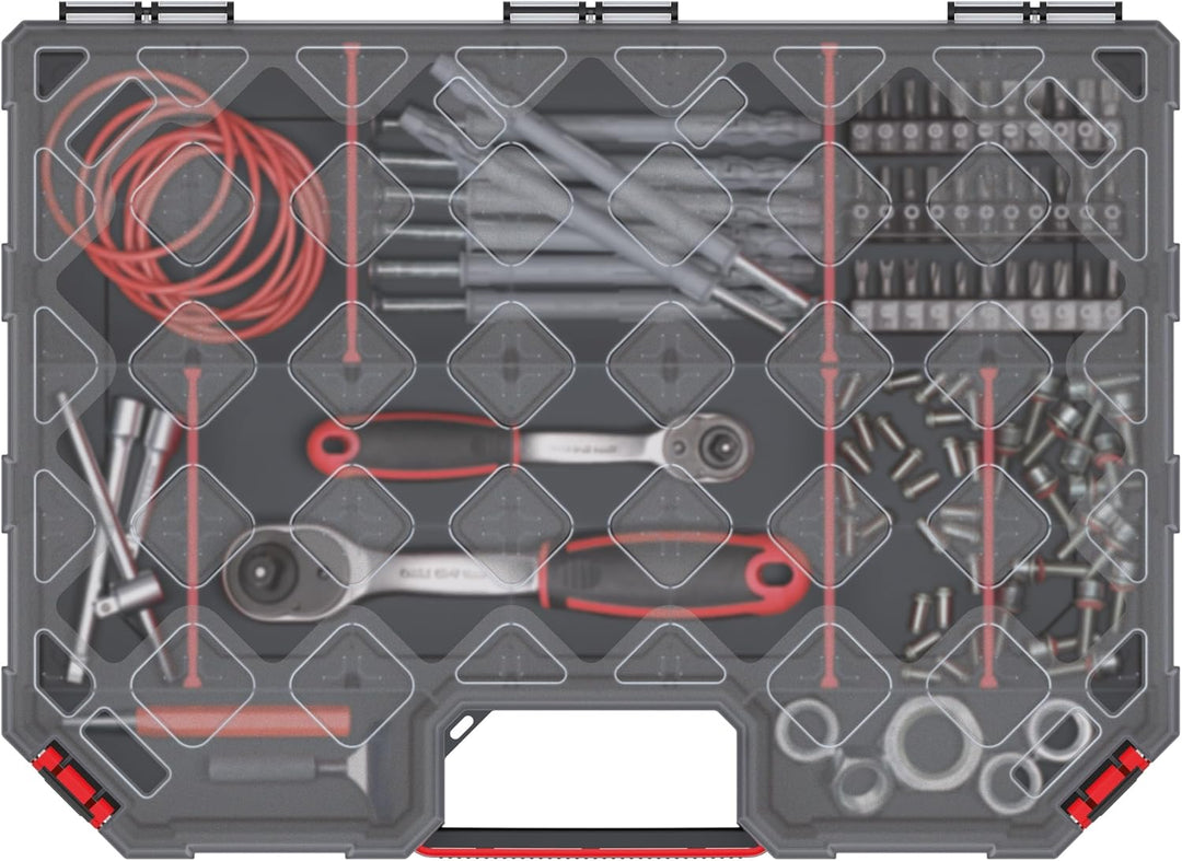 Sortimentskasten 390 x 284 x 60 mm mit 16 Verstellbare Fächer - Sortierkasten Kleinteile - Zubehörbo