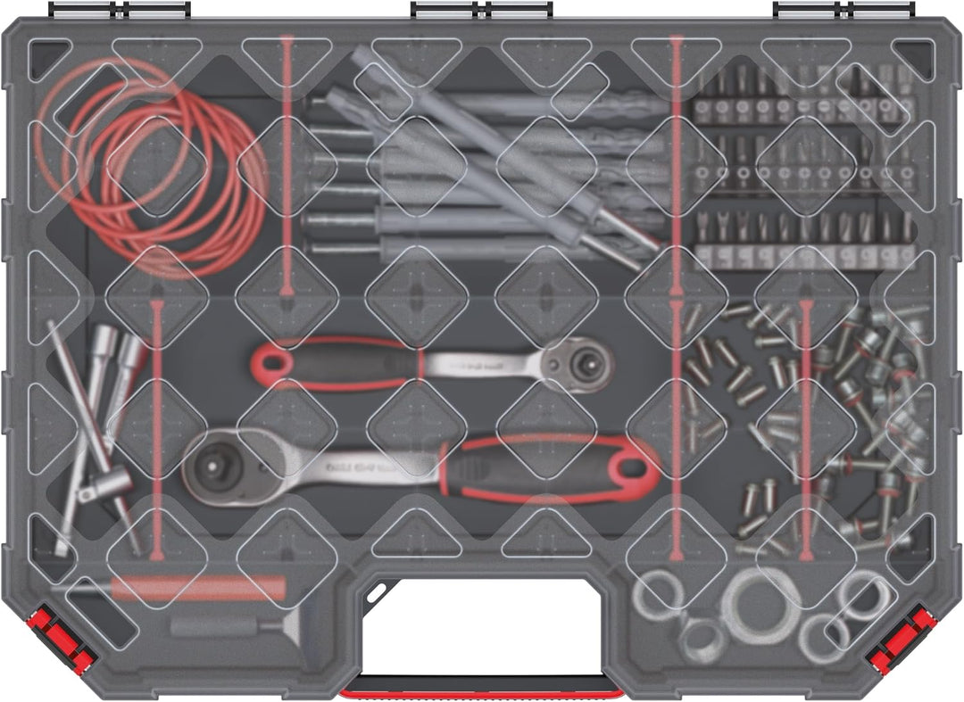 Mivos Sortimentskasten 390 x 284 x 105 mm - Sortierkasten mit 16 Verstellbare Fächer - Schraubenbox
