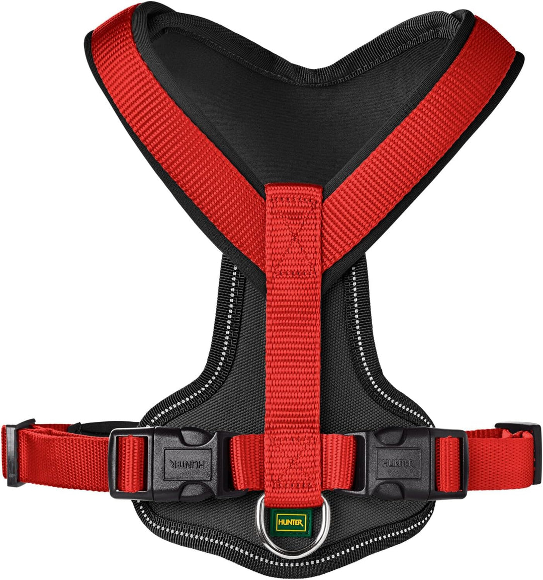 HUNTER NEOPREN Hundegeschirr, Nylon, gepolstert mit Neopren, M/2 58 - 72 cm, rot/schwarz rot/schwarz