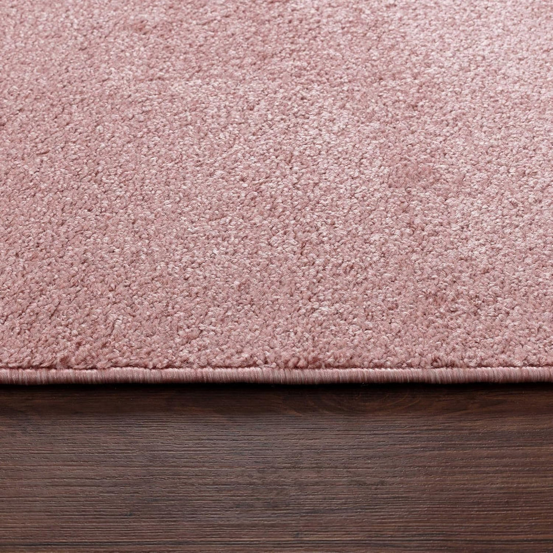 Carpetsale24 Dichter Kurzflor Teppich Wohnzimmer Rosa 80 x 250 cm Modern Einfarbig Design - Flauschi