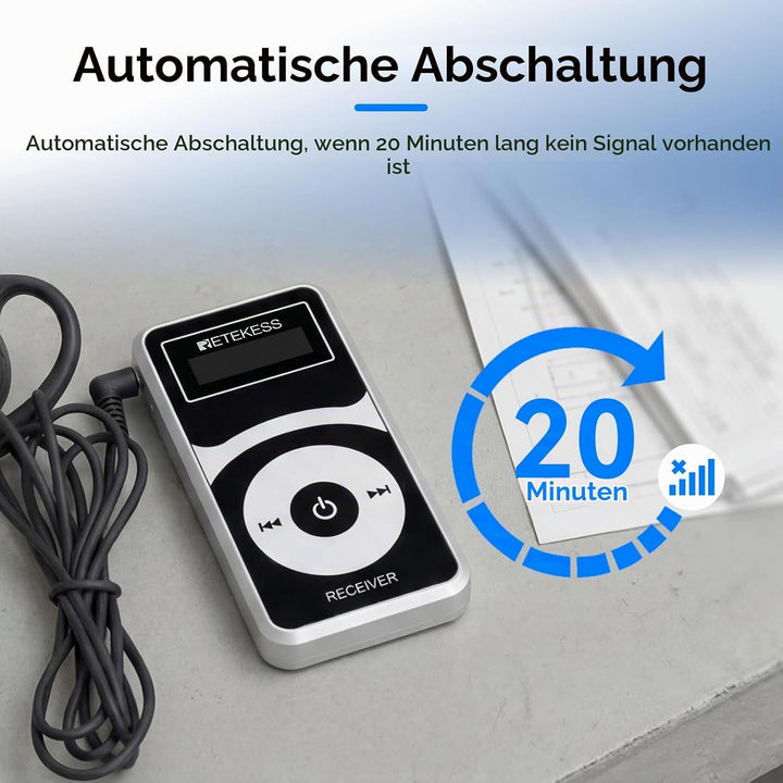 Retekess T130P (T130 3rd) Audio Tour Guide System, Tour Guide Headsets, Abgestufte Geräuschreduzieru
