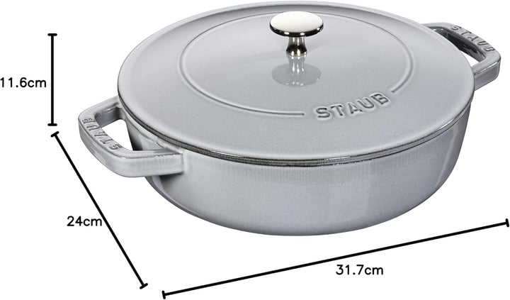 STAUB Gusseisen Bräter, Chistera Tropfenstruktur im Deckel, Rund 24 cm, 2,5 L, Graphitgrau Graphitgr