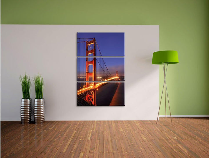 Pixxprint Golden Gate Bridge San Francisco als Leinwandbild/Grösse: 3 Teilig (120x80) cm/Wandbild/Ku