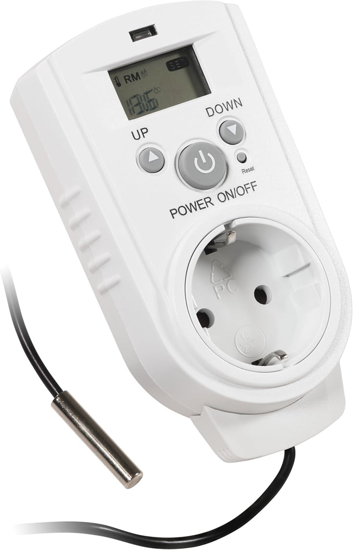 McPower Steckdosen Thermostat | TCU-540 | Klimaregelung 5-30°C, 3.680W 230V/16A inkl. Backup-Akku Di