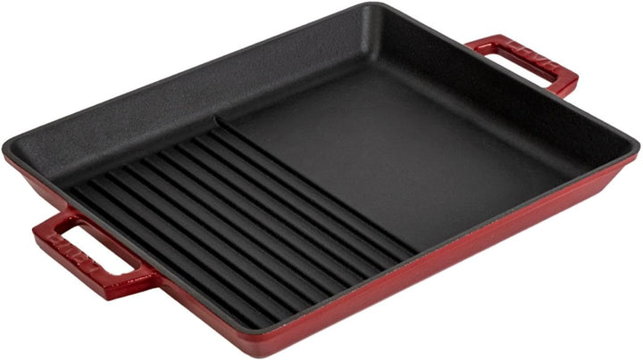 Lava Gusseisen-Doppelseiten-Grillpfanne 26x32 cm – emaillbeschichtet, vielseitig genutzt, herd- und