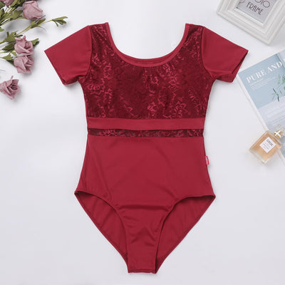 FYMNSI Damen Ballettanzug Gepolstert Ballettbody Tanz Body Gymnastikanzug Trikot Kurzarm Bodysuit S