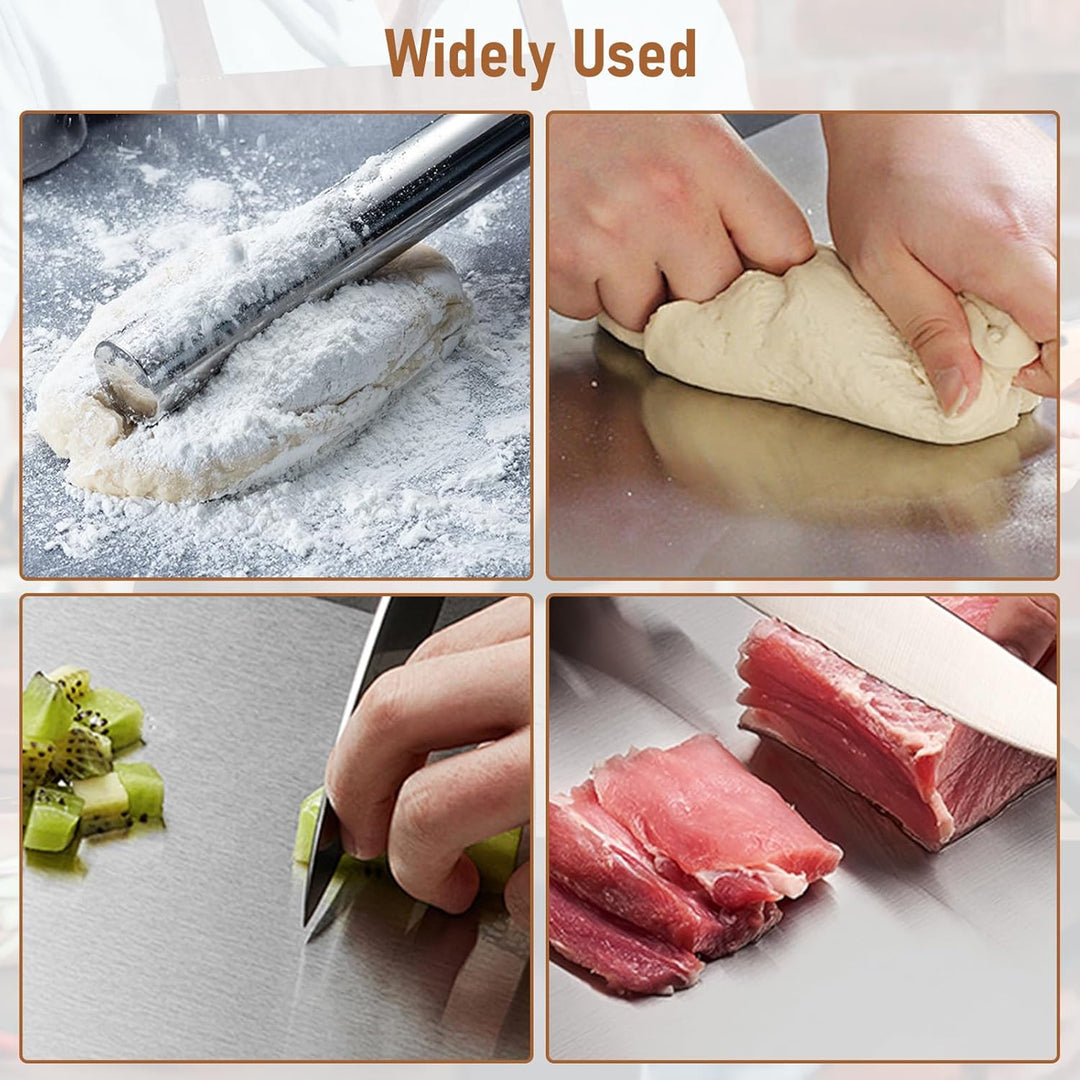 bimiti Schneidebrett aus Edelstahl 80 x 50 cm, Rutschfeste Schneidebrett mit Kante, Edelstahl Arbeit