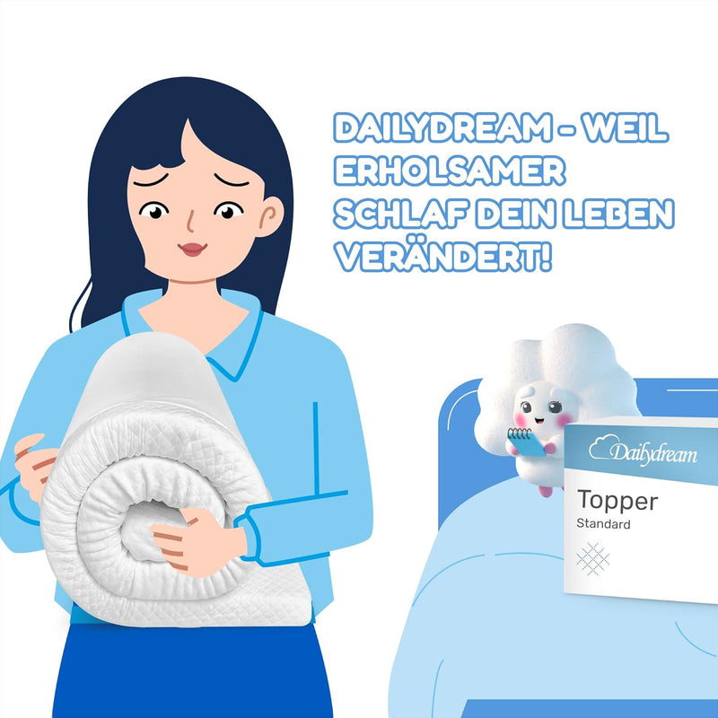Dailydream viscoelastischer Matratzentopper „Deluxe“ mit Memory Foam Effekt, 80x200x5cm 5cm hoch