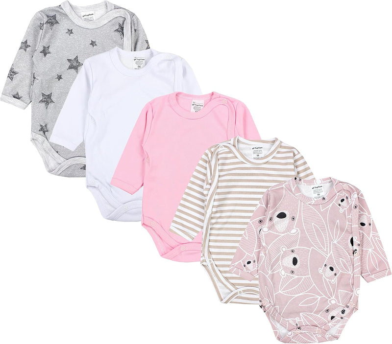 TupTam Baby Unisex Langarm Wickelbody im 5er Set 50 Mädchen 8, 50 Mädchen 8