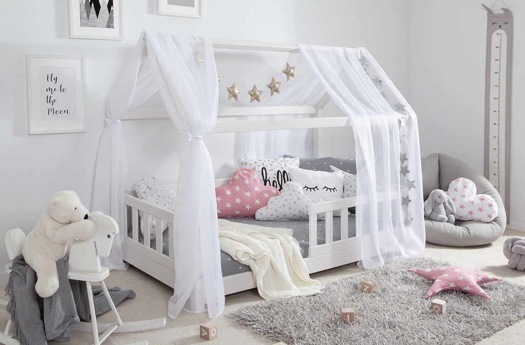 TiCAA Tüll-Set für Hausbett Kay weiss