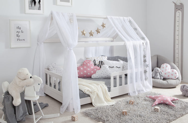 TiCAA Tüll-Set für Hausbett Kay weiss