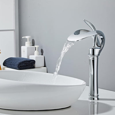 Wasserfall Waschtischarmatur, Wasserhahn Bad Chrom, Kaltes und Heisses waschamatur waschbecken,Wasse