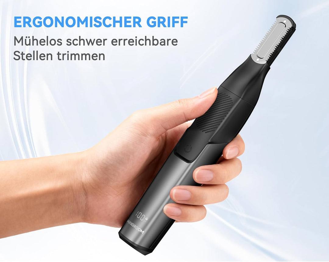 3-in-1 Körperrasierer Herren, MAXGROOM Wasserdicht Trocken und Nass Intimrasierer Mann, Elektrisch R