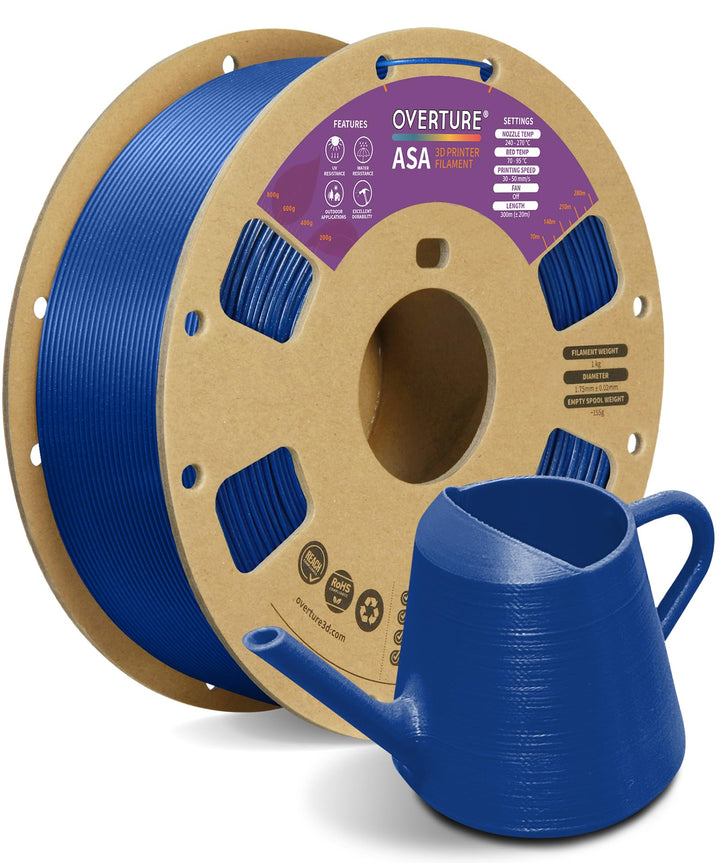 OVERTURE ASA Filament 1.75mm, Spule 1kg (2.2lbs), Massgenauigkeit +/- 0.03 mm, für 3D Drucker (Diama