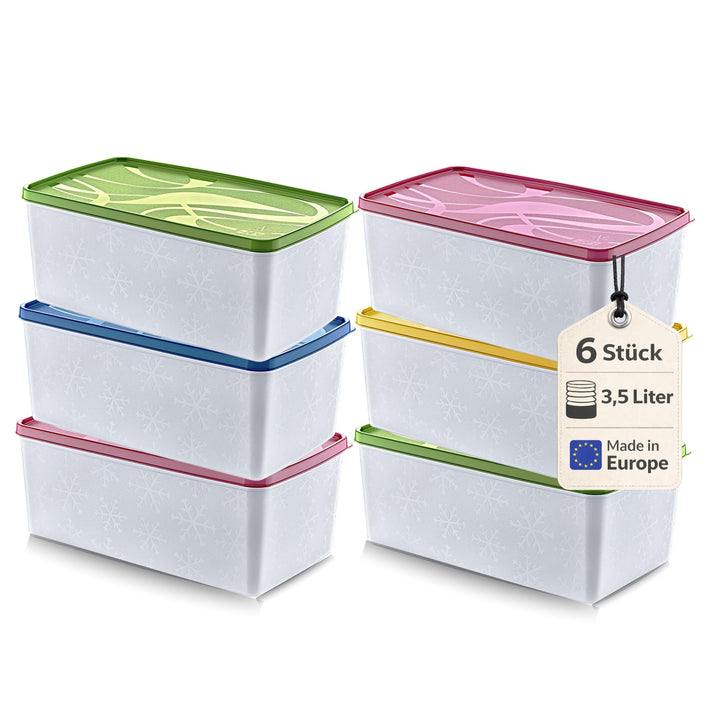 Annastore 6 x hochwertige Tiefkühldosen von -20°C bis + 100°C - Gefrierdosen - Luftdicht - Tiefkühlb