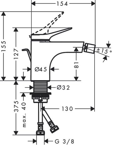 hansgrohe Einhebel-Bidetmischer Vivenis, Bidetarmatur mit Zugstange, Chrom, Chrom