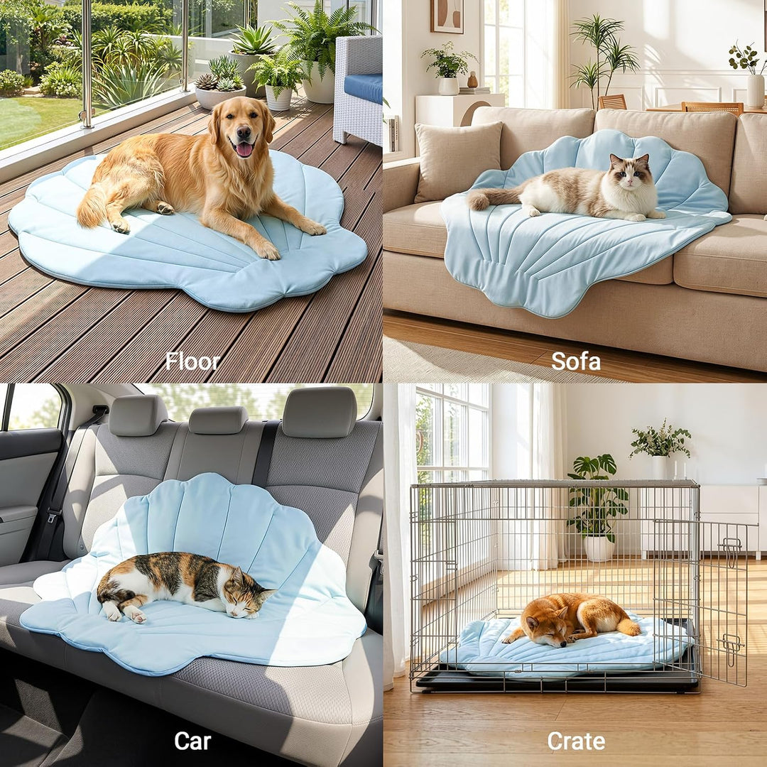 Kühlmatte für Hunde 100 × 100 cm Gross, Q-Max>0,5 Selbstkühlende Hundematte, Wendbare Kühl- und Wärm