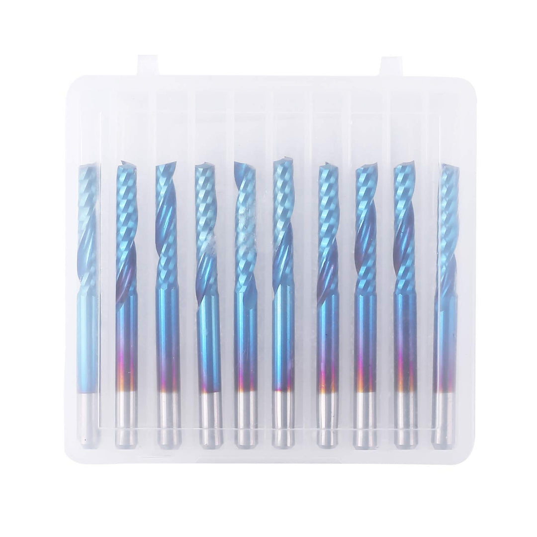SainSmart Genmitsu 10Pcs Nano Blue Coat flache Nase Schaftfräser CNC Fräser, 1/8 "Schaft Spirale Upc