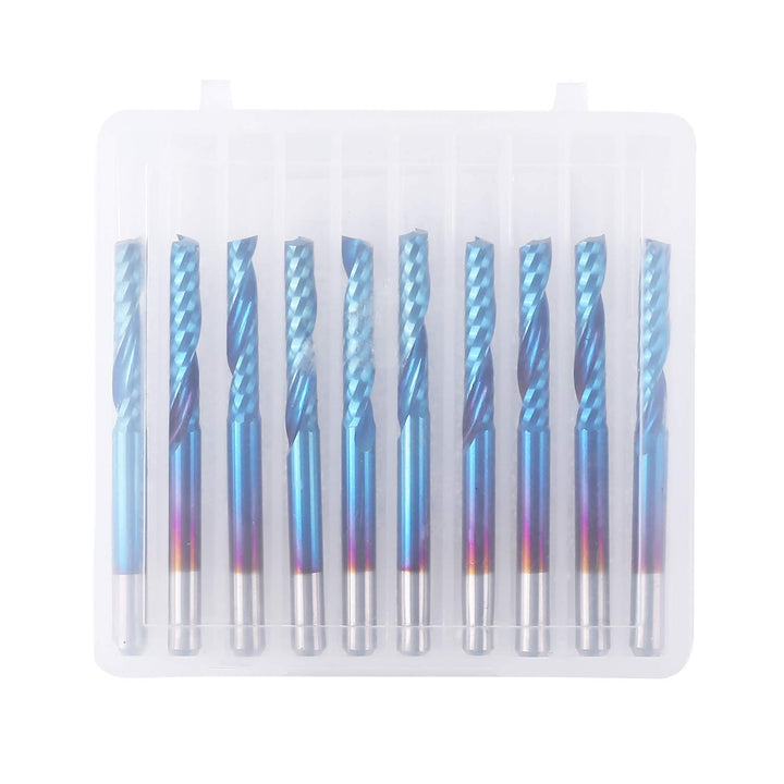 SainSmart Genmitsu 10Pcs Nano Blue Coat flache Nase Schaftfräser CNC Fräser, 1/8 "Schaft Spirale Upc