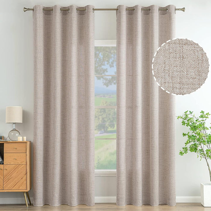 MIULEE Wohnzimmer Vorhänge Gardinen Leinen Ösenvorhang Leinenoptik Vorhang Boho Gardine mit Ösen Sem