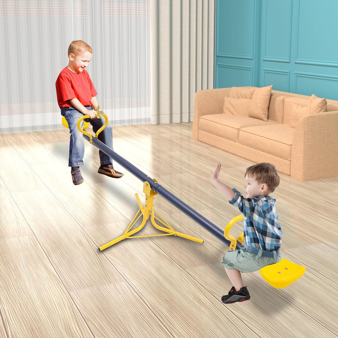 Mqwdxzfes 360-Grad Drehbar Kinderwippe, 2 Sitzer Gartenwippe mit Rutschfesten Sitzen, Stahl Wippscha