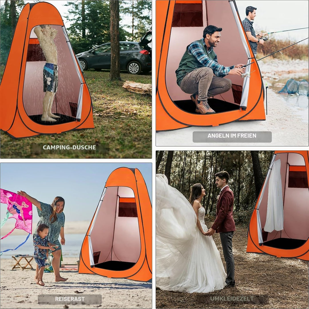 BRIAN & DANY Duschzelt Camping, Pop Up Toilettenzelt, Tragbares Umkleidezelt mit Regenschutz und Fen