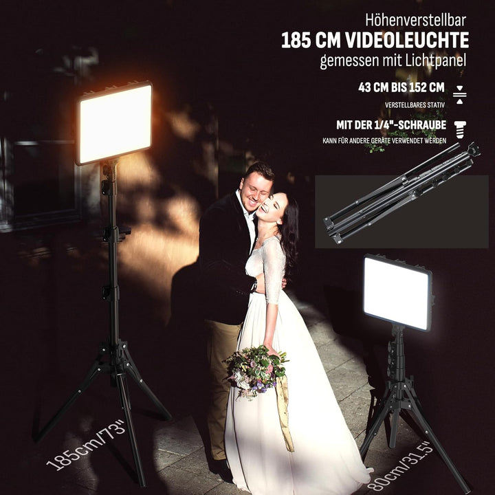 Video Licht Set, 2-Pack 25x20 cm 15 W LED Studio Fotolicht, Dimmbares 2800–6500K Kamera Licht für Vi
