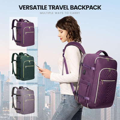 LOVEVOOK Reiserucksack Handgepäck Flugzeug Erweiterbar Travel Backpack Women mit Kosmetiktasche 17.3