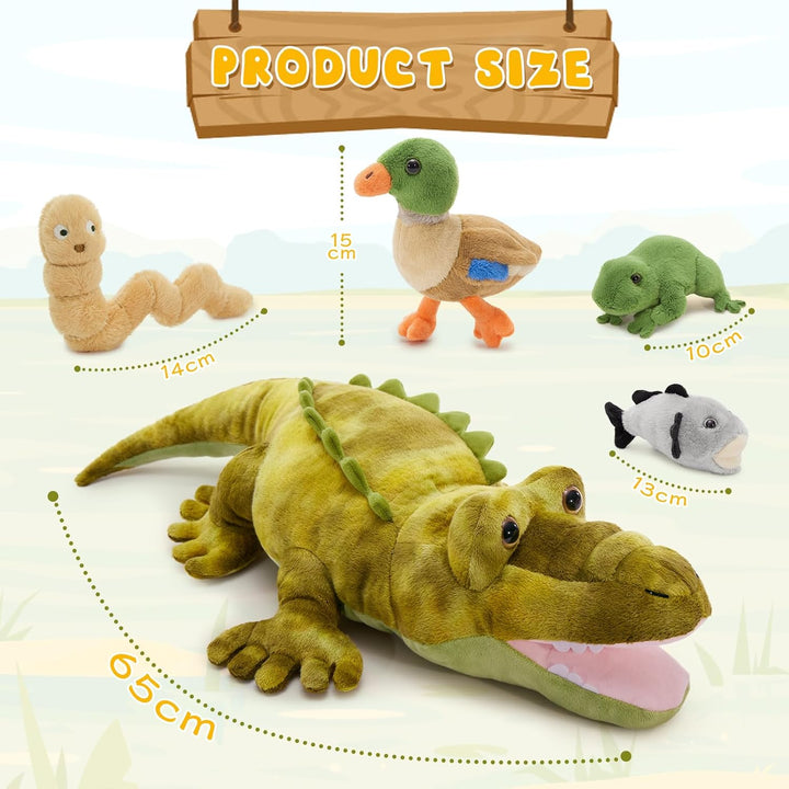 MorisMos 5 stücke Alligator Kuscheltier XXL Set, 65cm lang riesen Krokodil Kuscheltier mit Babys im
