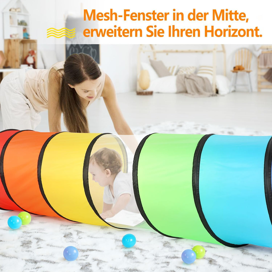 Wilwolfer Tunnel für Kinder - Spielzelt für Draussen mit Mesh-Seiten - 180cm Tunnel für Kinder motor