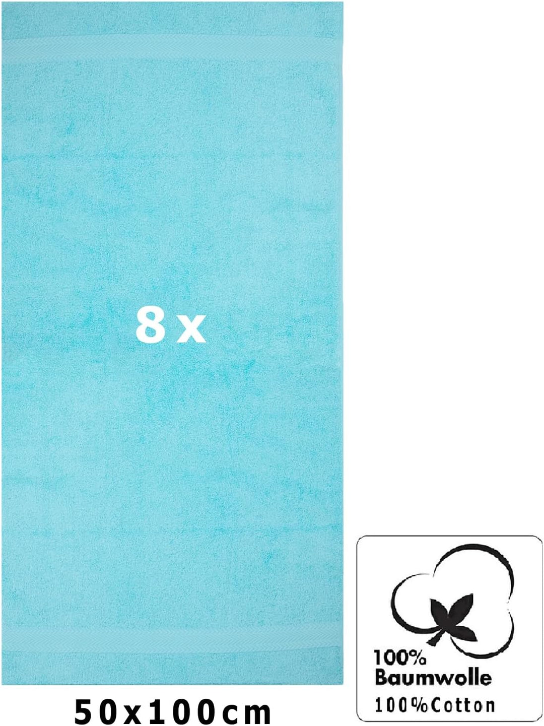 Betz 8 Stück Handtücher Set Grösse 50 x 100 cm Handtuch Premium 100% Baumwolle Farbe türkis, Türkis