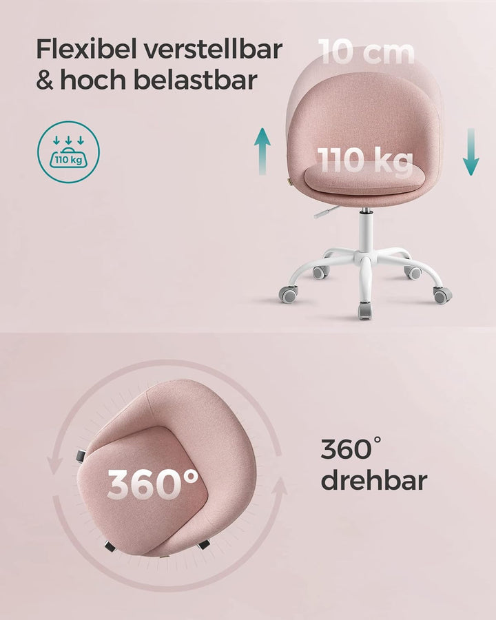 SONGMICS Homeoffice Stuhl, Drehstuhl, Schreibtischstuhl, Schaumstoffpolsterung, höhenverstellbar, fü
