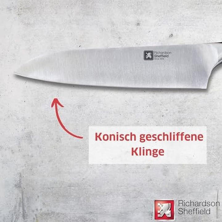 Richardson Sheffield KYU Kochmesser, extrem harter Edelstahl, rutschfeste Griffe, spülmaschinenfest