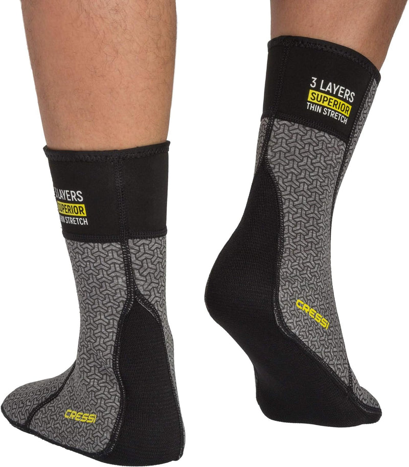 Cressi Thermal Udersuit Socks - Thermosocken für Trockenanzüge, Schwarz/Grau, Unisex für Erwachsene