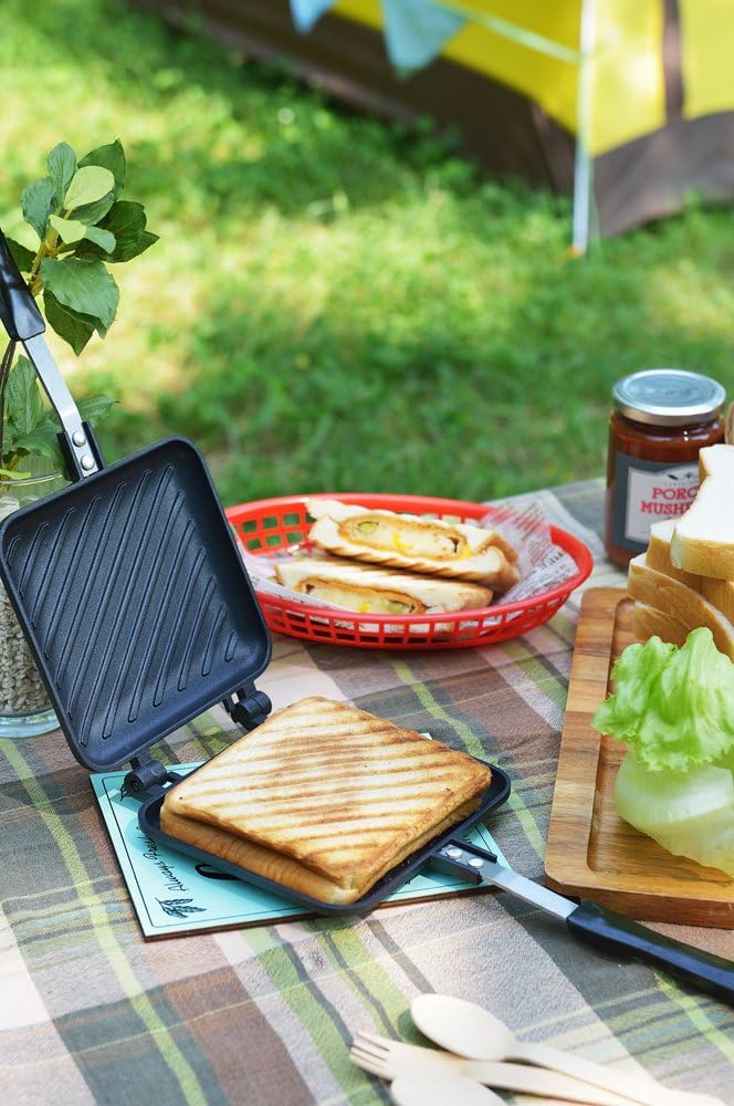 Yoshikawa SJ2408 Hot Sandwich Maker, knusprig gegrillt, einzeln, fluorbehandelt, für Gasherde, schwa